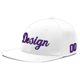 Custom White Light Blue-Navy 3D Puff Embroidery Flat Embroidery Casual Sport Baseball Cap
