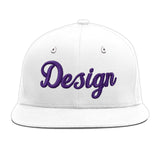 Custom White Light Blue-Navy 3D Puff Embroidery Flat Embroidery Casual Sport Baseball Cap