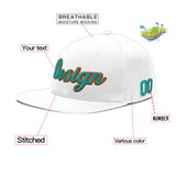 Custom White Light Blue-Navy 3D Puff Embroidery Flat Embroidery Casual Sport Baseball Cap