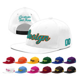 Custom White Light Blue-Navy 3D Puff Embroidery Flat Embroidery Casual Sport Baseball Cap