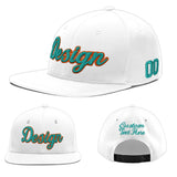 Custom White Light Blue-Navy 3D Puff Embroidery Flat Embroidery Casual Sport Baseball Cap