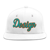 Custom White Light Blue-Navy 3D Puff Embroidery Flat Embroidery Casual Sport Baseball Cap
