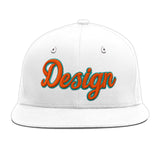 Custom White Light Blue-Navy 3D Puff Embroidery Flat Embroidery Casual Sport Baseball Cap