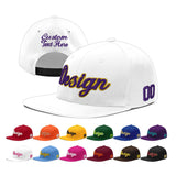 Custom White Light Blue-Navy 3D Puff Embroidery Flat Embroidery Casual Sport Baseball Cap