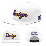 Custom White Light Blue-Navy 3D Puff Embroidery Flat Embroidery Casual Sport Baseball Cap