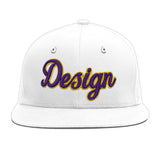 Custom White Light Blue-Navy 3D Puff Embroidery Flat Embroidery Casual Sport Baseball Cap