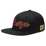 Custom Black Crimson-Khaki 3D Puff Embroidery Flat Embroidery Casual Sport Baseball Cap