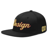Custom Black Crimson-Khaki 3D Puff Embroidery Flat Embroidery Casual Sport Baseball Cap