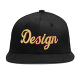 Custom Black Crimson-Khaki 3D Puff Embroidery Flat Embroidery Casual Sport Baseball Cap