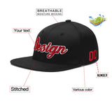 Custom Black Crimson-Khaki 3D Puff Embroidery Flat Embroidery Casual Sport Baseball Cap