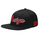 Custom Black Crimson-Khaki 3D Puff Embroidery Flat Embroidery Casual Sport Baseball Cap