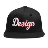 Custom Black Crimson-Khaki 3D Puff Embroidery Flat Embroidery Casual Sport Baseball Cap
