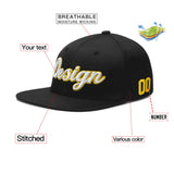 Custom Black White-Gold 3D Puff Embroidery Flat Embroidery Casual Sport Baseball Cap