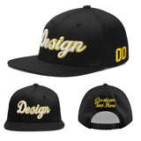 Custom Black White-Gold 3D Puff Embroidery Flat Embroidery Casual Sport Baseball Cap