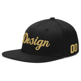 Custom Black White-Gold 3D Puff Embroidery Flat Embroidery Casual Sport Baseball Cap