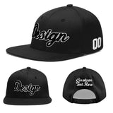 Custom Black White-Gold 3D Puff Embroidery Flat Embroidery Casual Sport Baseball Cap