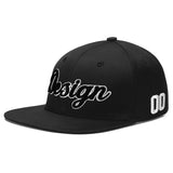 Custom Black White-Gold 3D Puff Embroidery Flat Embroidery Casual Sport Baseball Cap