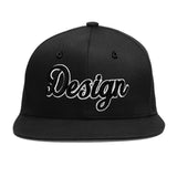 Custom Black White-Gold 3D Puff Embroidery Flat Embroidery Casual Sport Baseball Cap