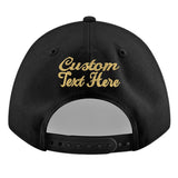 Custom Black White-Gold 3D Puff Embroidery Flat Embroidery Casual Sport Baseball Cap