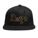 Custom Black White-Gold 3D Puff Embroidery Flat Embroidery Casual Sport Baseball Cap