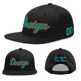 Custom Black White-Gold 3D Puff Embroidery Flat Embroidery Casual Sport Baseball Cap