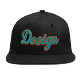 Custom Black White-Gold 3D Puff Embroidery Flat Embroidery Casual Sport Baseball Cap