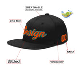 Custom Black White-Gold 3D Puff Embroidery Flat Embroidery Casual Sport Baseball Cap