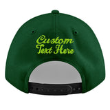 Custom Green Neon Green-White 3D Puff Embroidery Flat Embroidery Casual Sport Baseball Cap