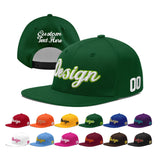 Custom Green Neon Green-White 3D Puff Embroidery Flat Embroidery Casual Sport Baseball Cap