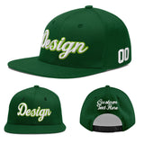 Custom Green Neon Green-White 3D Puff Embroidery Flat Embroidery Casual Sport Baseball Cap