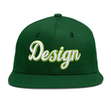 Custom Green Neon Green-White 3D Puff Embroidery Flat Embroidery Casual Sport Baseball Cap