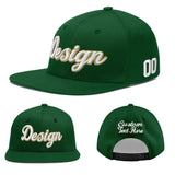 Custom Green Neon Green-White 3D Puff Embroidery Flat Embroidery Casual Sport Baseball Cap