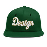 Custom Green Neon Green-White 3D Puff Embroidery Flat Embroidery Casual Sport Baseball Cap
