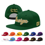 Custom Green Neon Green-White 3D Puff Embroidery Flat Embroidery Casual Sport Baseball Cap