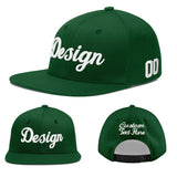 Custom Green Neon Green-White 3D Puff Embroidery Flat Embroidery Casual Sport Baseball Cap