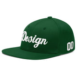 Custom Green Neon Green-White 3D Puff Embroidery Flat Embroidery Casual Sport Baseball Cap