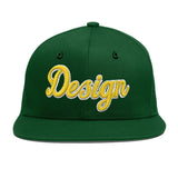 Custom Green Neon Green-White 3D Puff Embroidery Flat Embroidery Casual Sport Baseball Cap