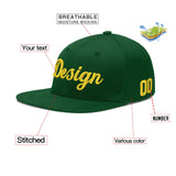 Custom Green Neon Green-White 3D Puff Embroidery Flat Embroidery Casual Sport Baseball Cap