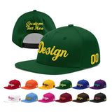 Custom Green Neon Green-White 3D Puff Embroidery Flat Embroidery Casual Sport Baseball Cap