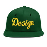 Custom Green Neon Green-White 3D Puff Embroidery Flat Embroidery Casual Sport Baseball Cap