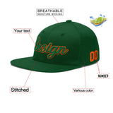 Custom Green Neon Green-White 3D Puff Embroidery Flat Embroidery Casual Sport Baseball Cap