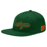 Custom Green Neon Green-White 3D Puff Embroidery Flat Embroidery Casual Sport Baseball Cap