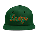 Custom Green Neon Green-White 3D Puff Embroidery Flat Embroidery Casual Sport Baseball Cap