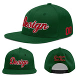 Custom Green Neon Green-White 3D Puff Embroidery Flat Embroidery Casual Sport Baseball Cap
