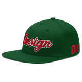 Custom Green Neon Green-White 3D Puff Embroidery Flat Embroidery Casual Sport Baseball Cap