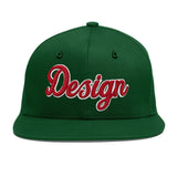 Custom Green Neon Green-White 3D Puff Embroidery Flat Embroidery Casual Sport Baseball Cap