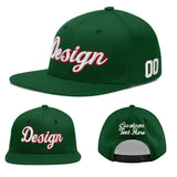 Custom Green Neon Green-White 3D Puff Embroidery Flat Embroidery Casual Sport Baseball Cap