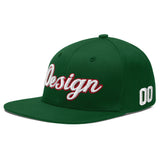 Custom Green Neon Green-White 3D Puff Embroidery Flat Embroidery Casual Sport Baseball Cap