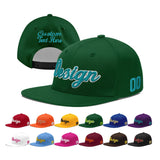 Custom Green Neon Green-White 3D Puff Embroidery Flat Embroidery Casual Sport Baseball Cap