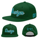 Custom Green Neon Green-White 3D Puff Embroidery Flat Embroidery Casual Sport Baseball Cap